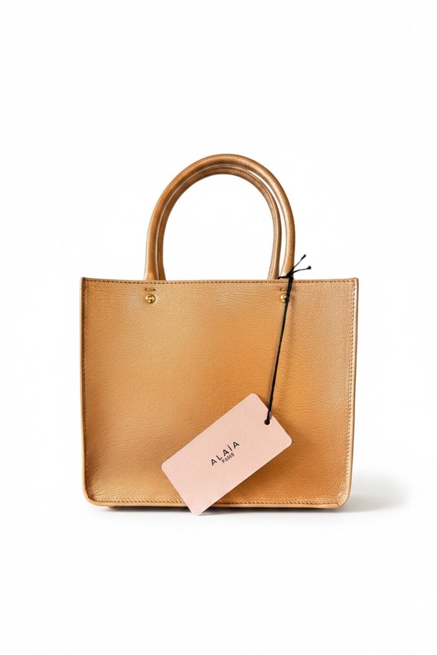 Alaïa NWT Gold Leather Mini Garance 16 Tote Bag Crossbody